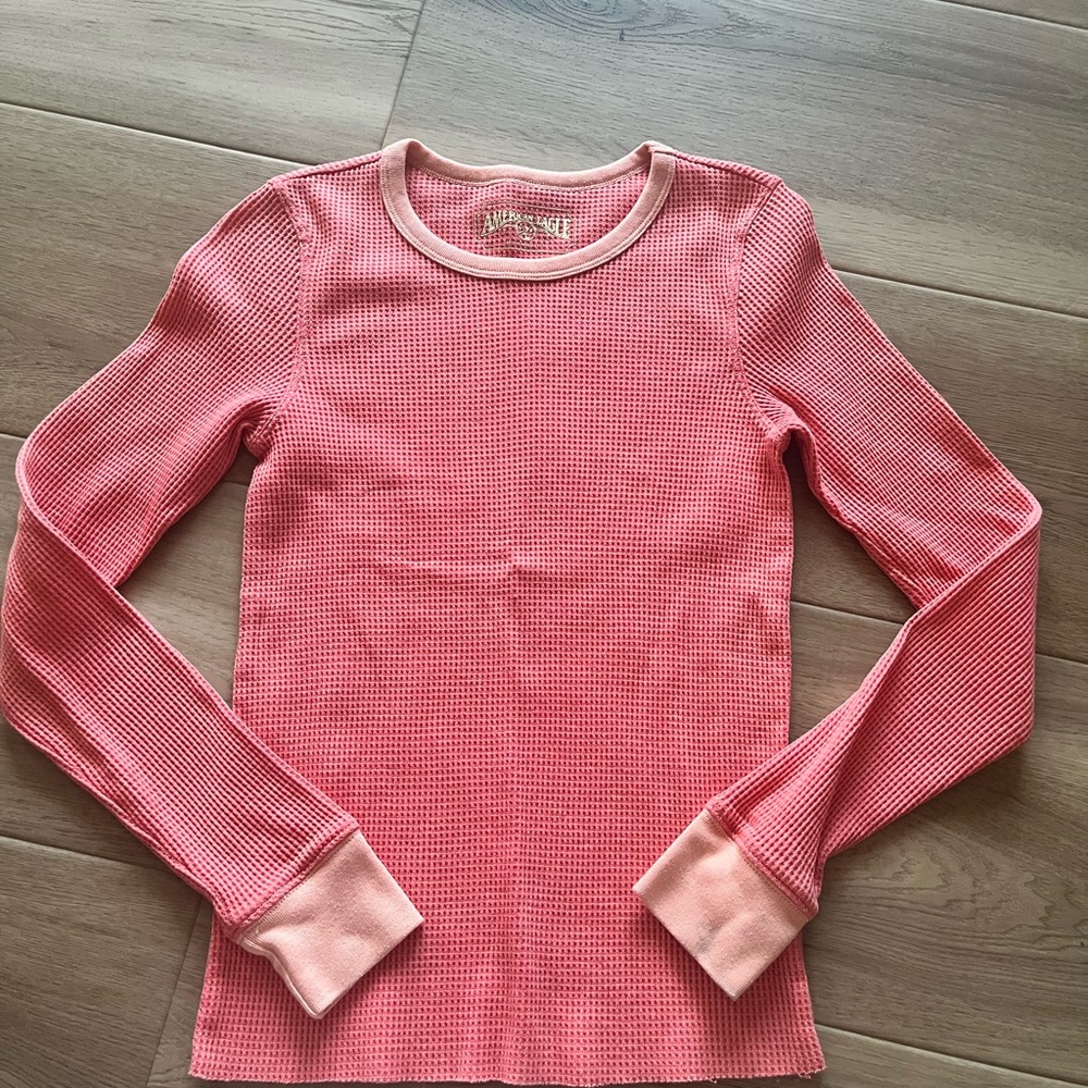 American Eagle Outfitters Coral Waffle Knit Top
